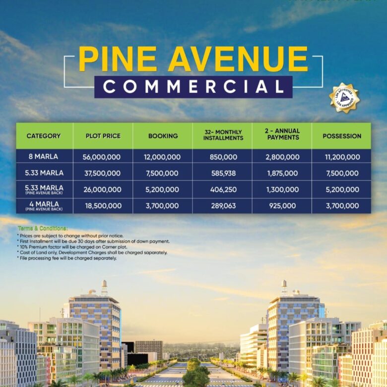 Pine Avenue Commercials at Etihad Town Phase 2 Lahore