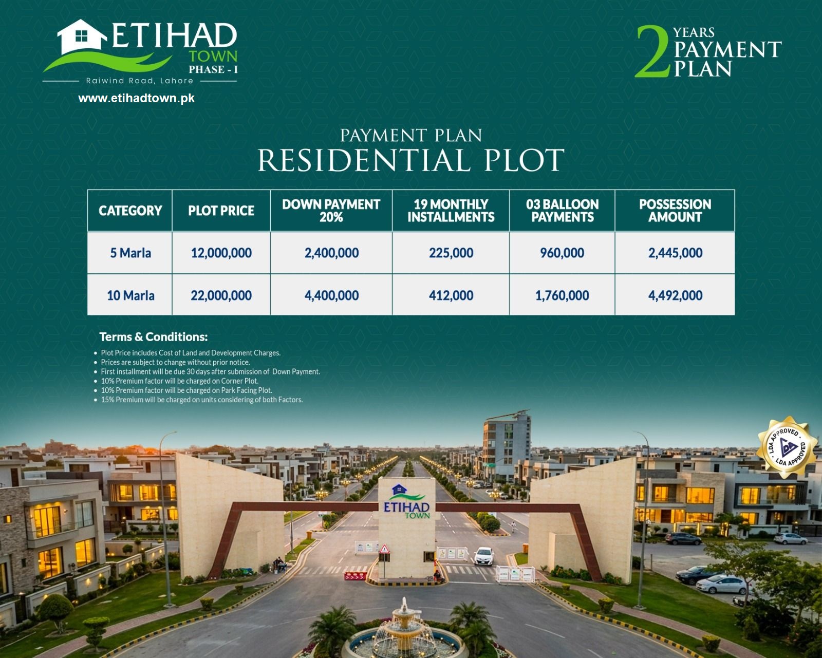 Payment Plan for Etihad Town Phase 1 Overseas Block